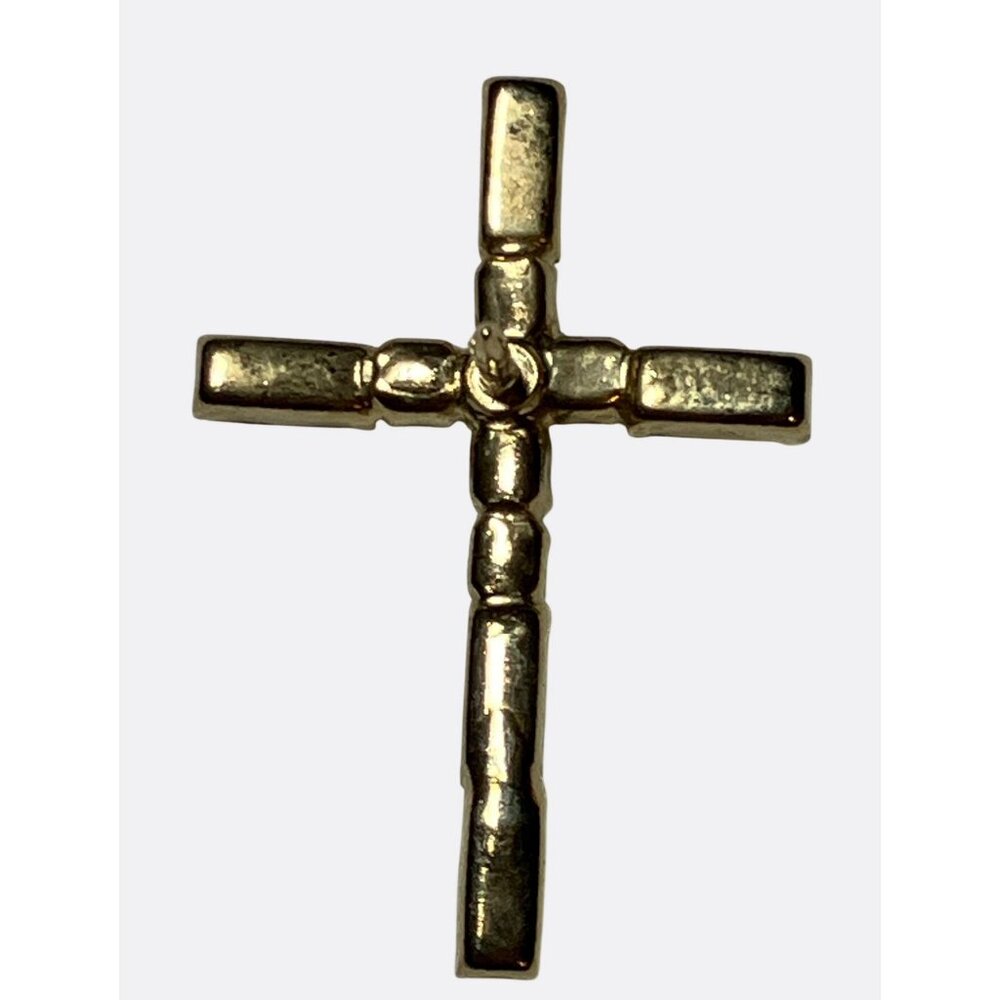 Multicolor Rhinestone Cross Lapel Pin With Gold-Tone Backing - Picture 7 of 7